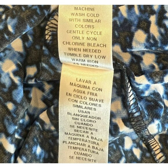 Romantic Y2K  Black & Blue Wrap Dress Holiday Party Long Sleeves & Bell Cuffs Si - Picture 9 of 9